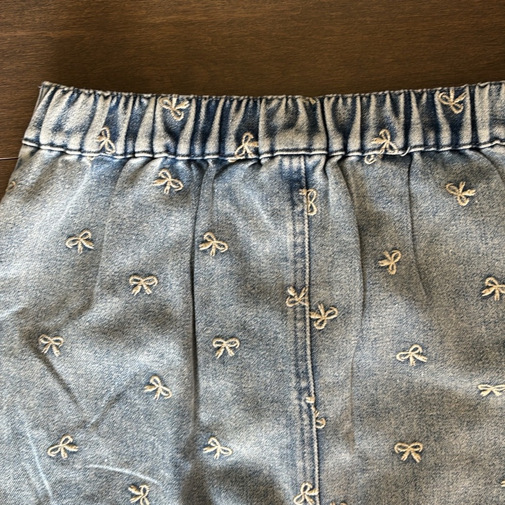 Denim Embroidered Bows Skirt - Picture 6 of 6